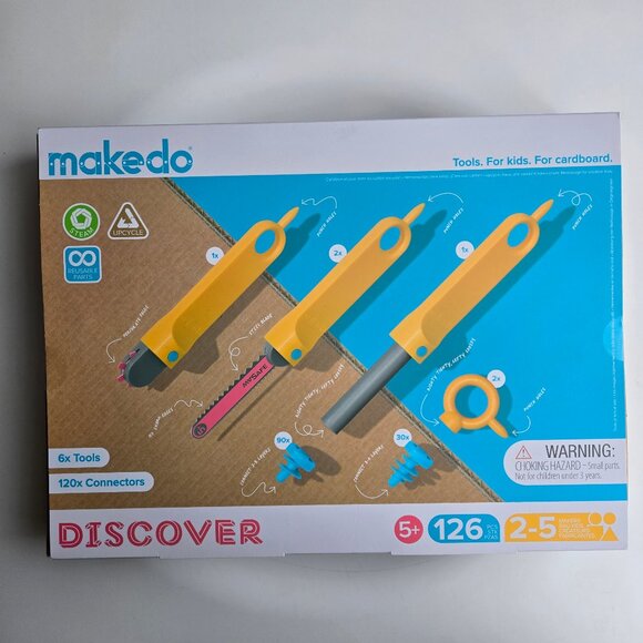 NWT MAKEDO Discover + Tool case kit cardboard construction Montessori creativity - Picture 2 of 11